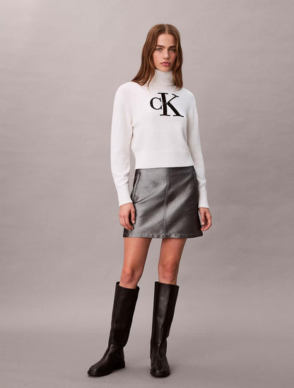 Maglia Calvin Klein dolcevita con logo in spugna donna