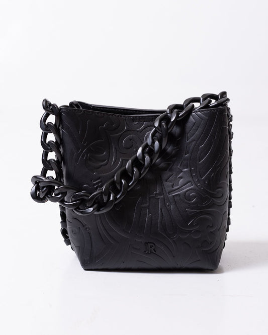 Borsa John Richmond con incisioni, rilievi e logo "JR"