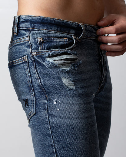 Jeans Richmond X slim con tagli e pittura uomo