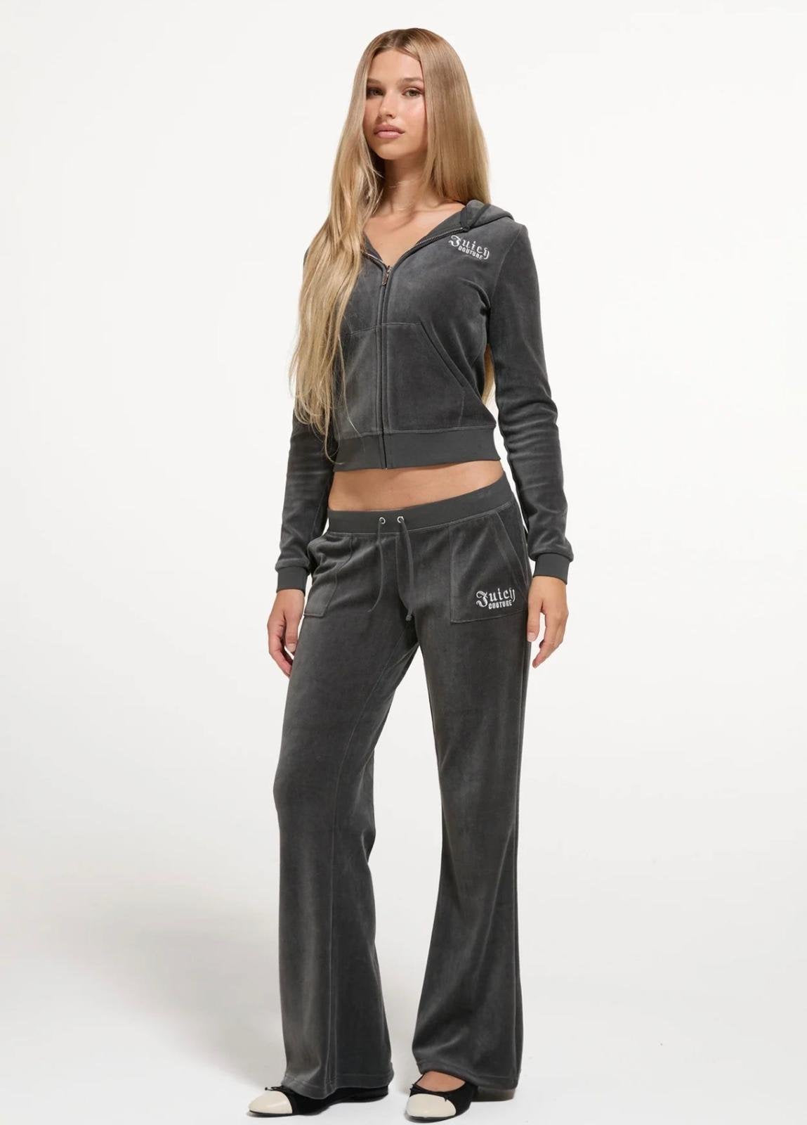 Felpa Juicy Couture full zip con cappuccio, ricami e strass
