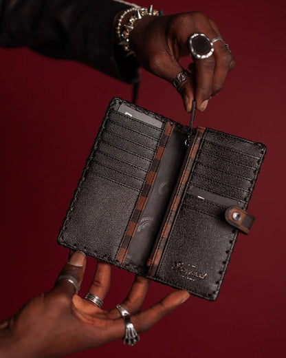 Portafoglio Sprayground nero dose of check deux single-fold wallet