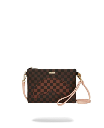 Pochette Sprayground marrone boujee strap clutch con tracolla