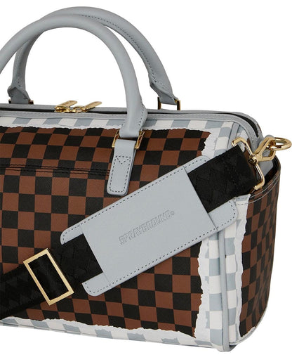 Borsa Sprayground marrone "CREAM AND BROWN TEAR CHECK MINI DUFFLE"