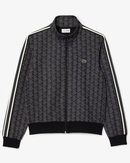 Felpa Lacoste con zip logata allover uomo