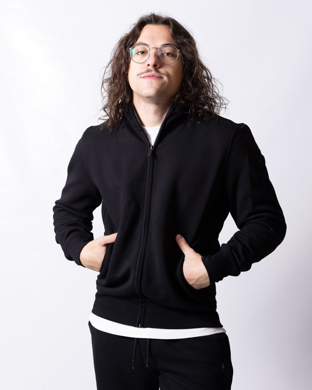 Felpa Colmar fullzip texturizzata a collo alto uomo