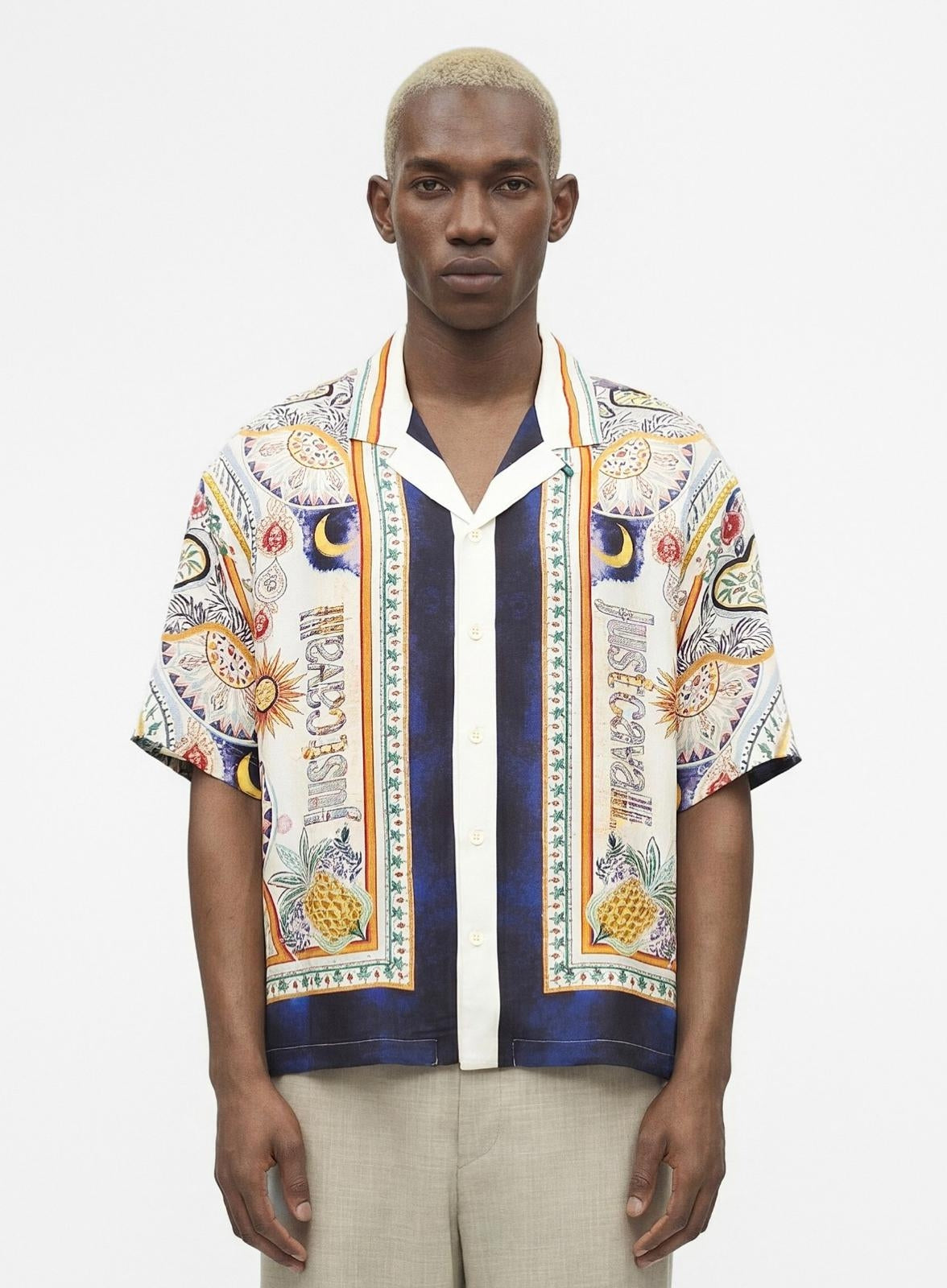 Camicia Just Cavalli in twill viscosa "Placed Garden" uomo