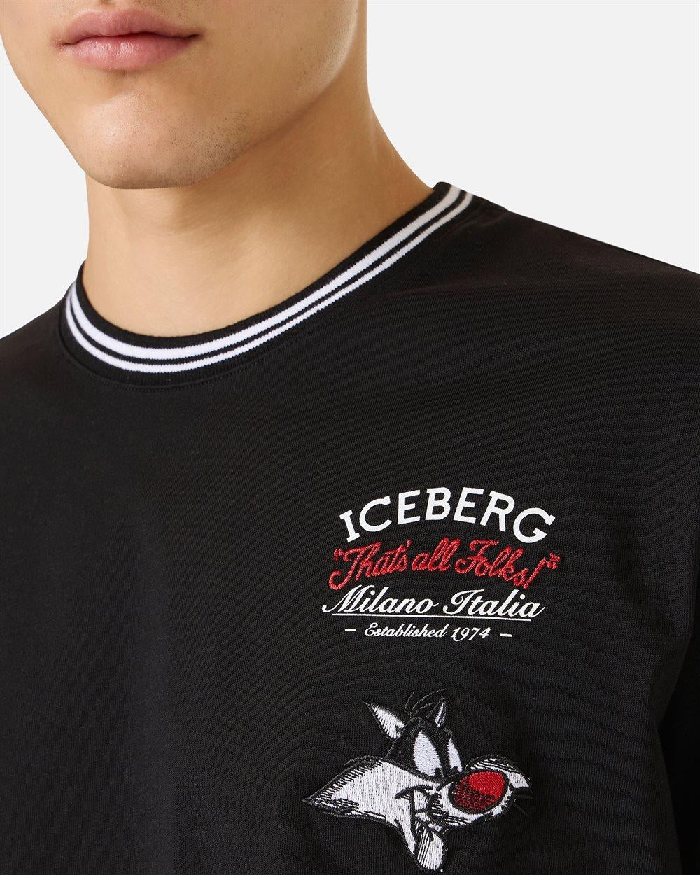 T-Shirt Iceberg con gatto Silvestro stampa e ricami