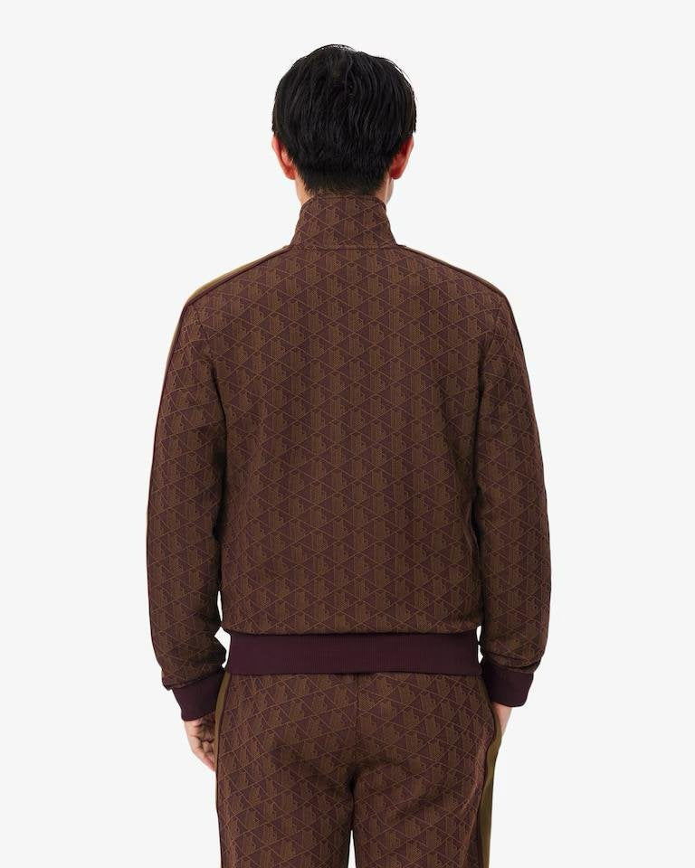 Felpa Lacoste con zip logata allover uomo