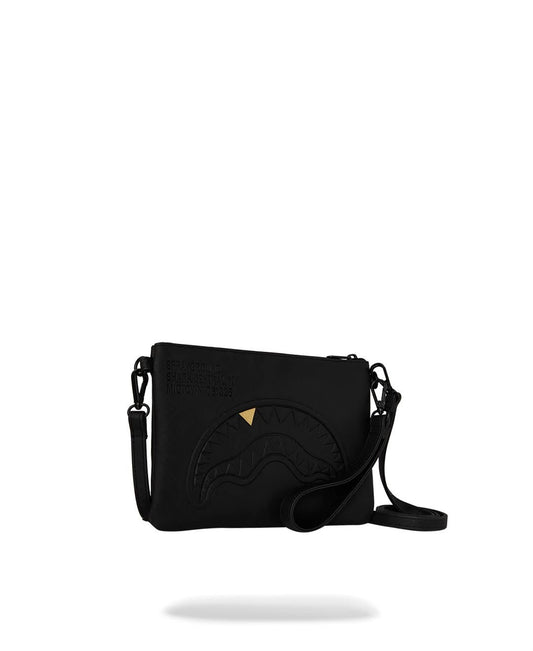 Pochette Sprayground nero BLACKED OUT EMBOSSED GOLD TOOTH CROSSOVER CLUTCH con tracolla