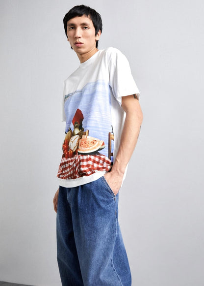 T-Shirt Moschino con maxi stampa sul fronte e logo minimal uomo