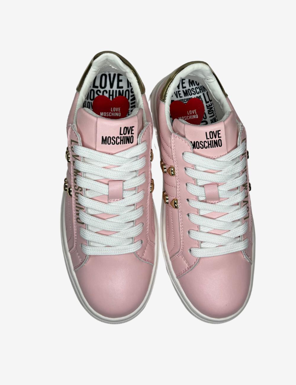 Sneakers Love Moschino trapuntate con borchie donna