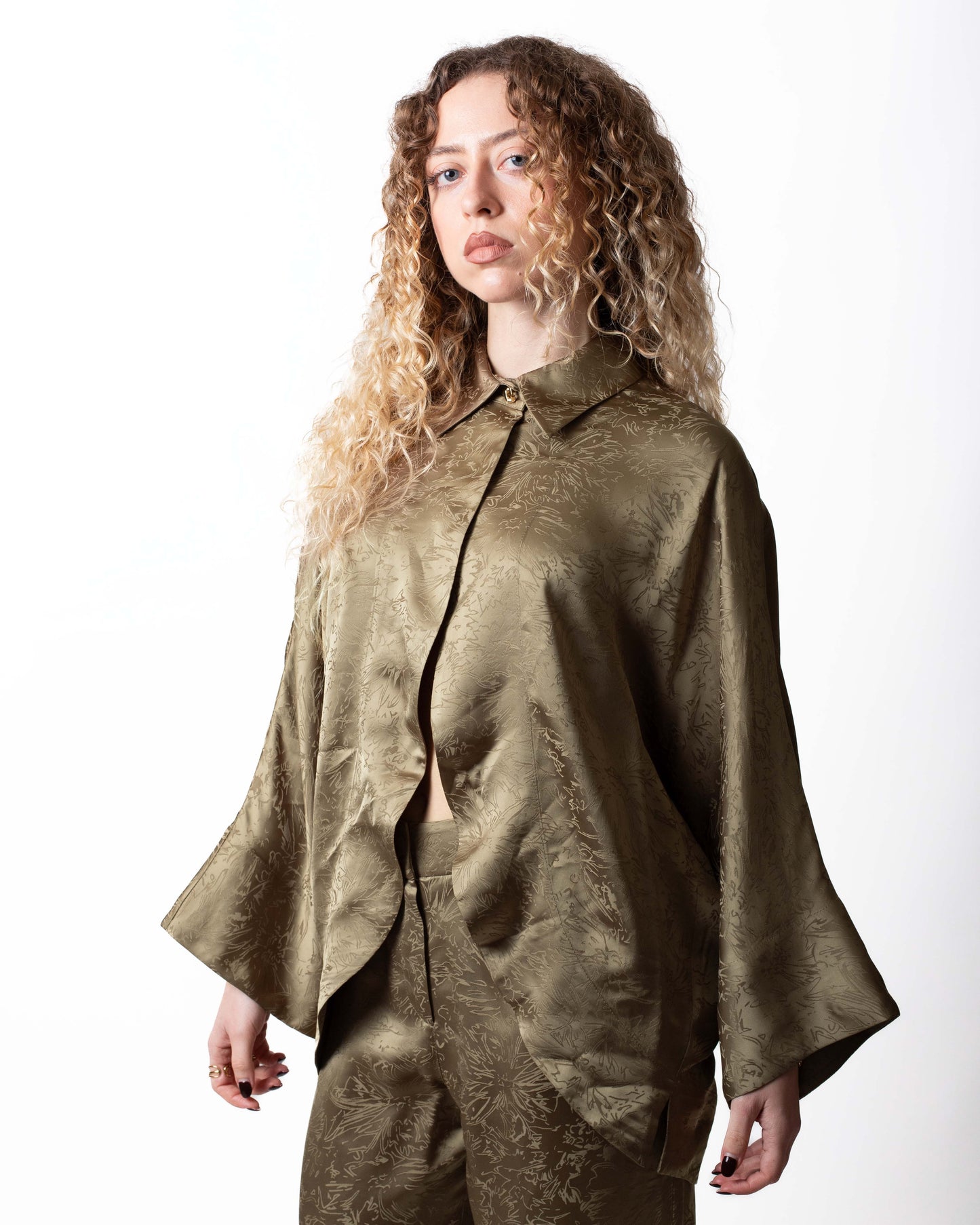 Camicia Nenette in viscosa con stampa jacquard donna