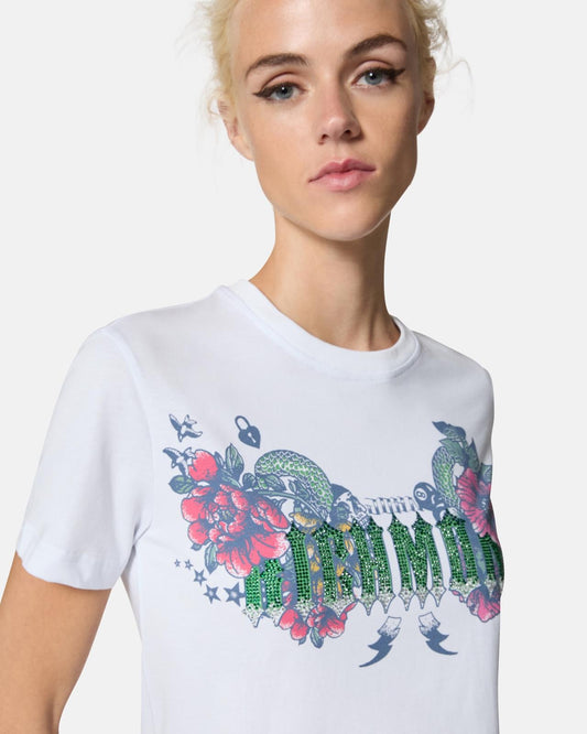 T-Shirt John Richmond con stampa e strass donna