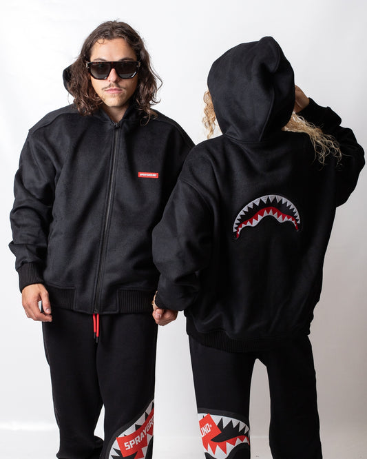 Giubbotto Sprayground in misto lana con cappuccio "Velour Jacket"