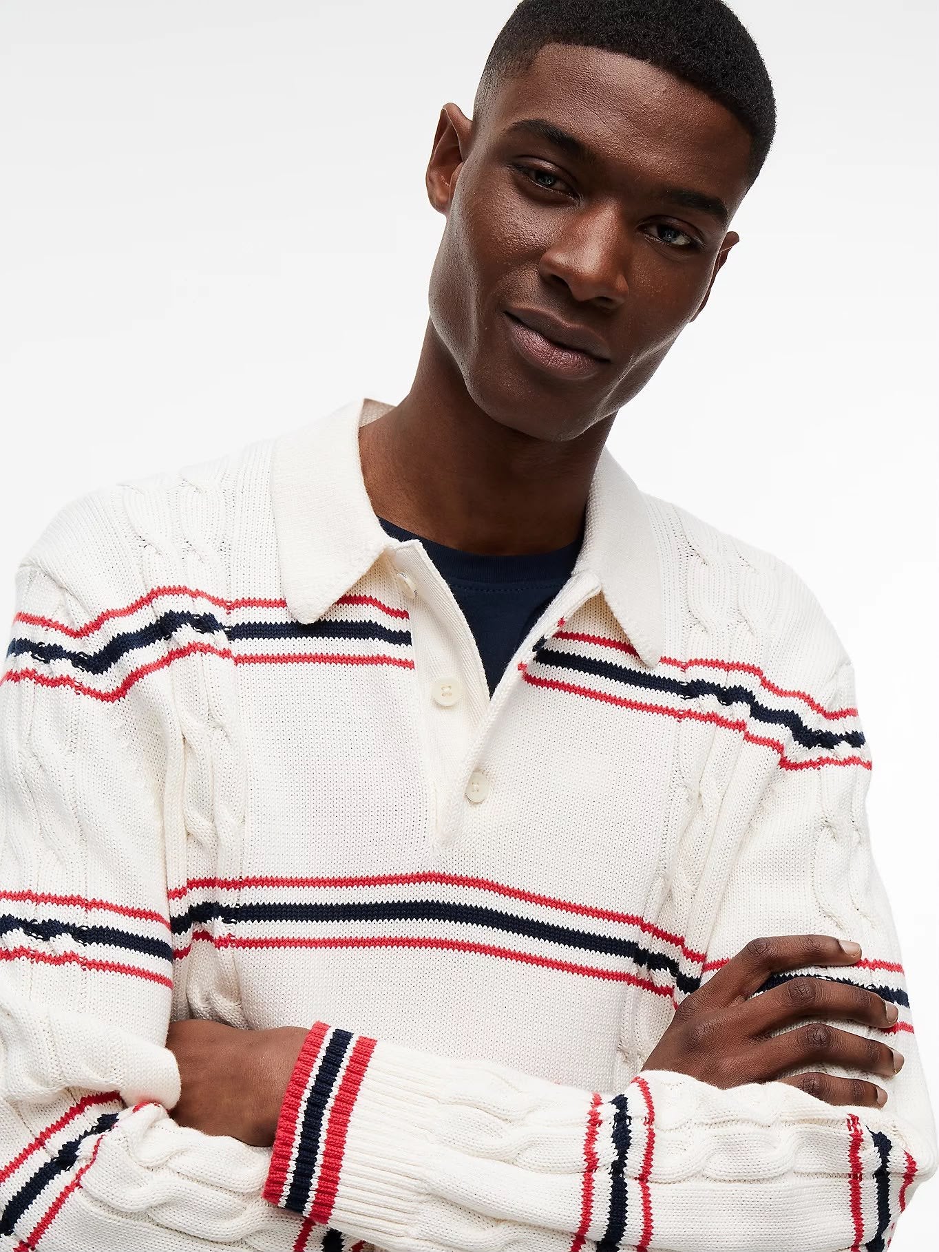 Polo Tommy Jeans in maglia "Stripe Cable" uomo