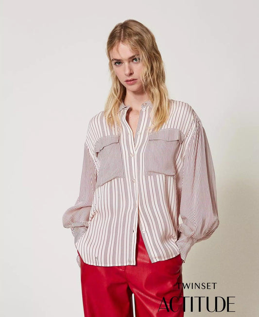 Camicia Twinset Actitude a righe con logo
