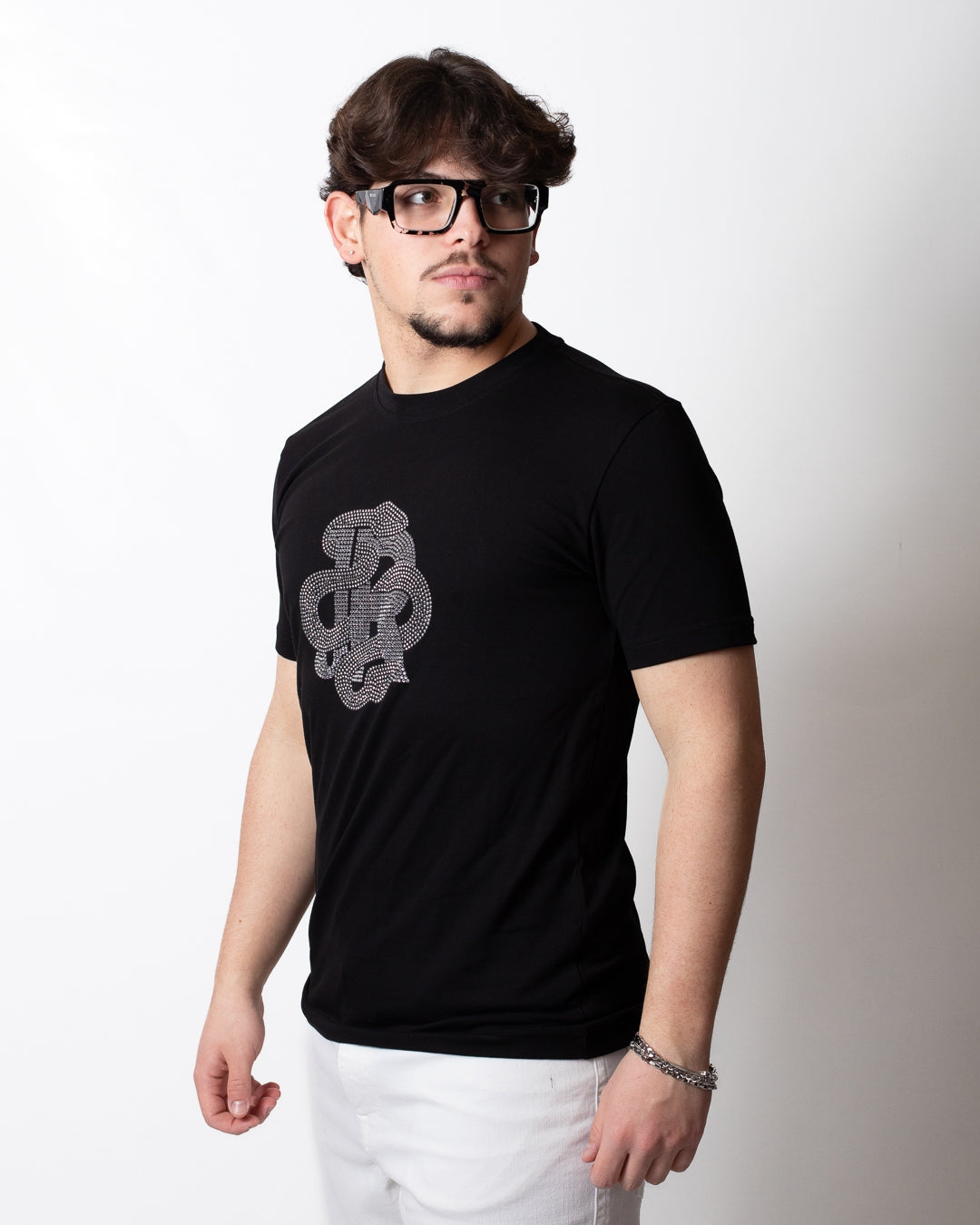 T-Shirt John Richmond logata con borchie uomo