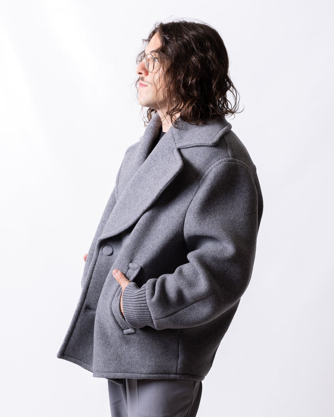 Cappotto Moschino doppiopetto in misto lana uomo