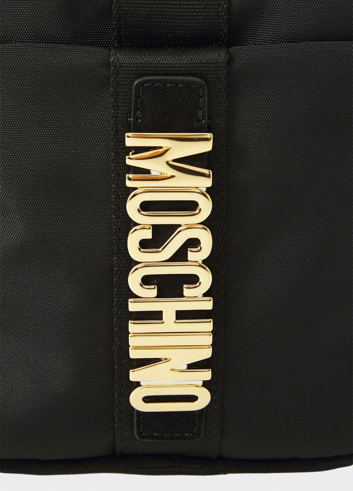 Tracolla Moschino in tessuto con placca in metallo uomo