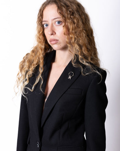 Giacca Richmond X in lana con maxi grafica sul retro in perline e ricami