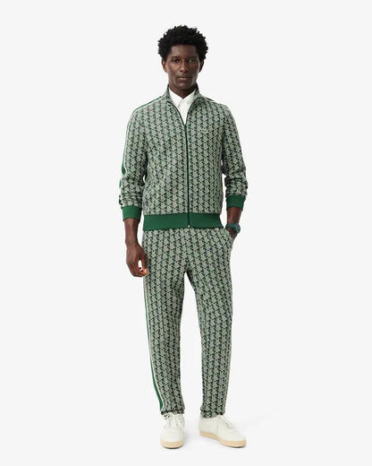 Felpa Lacoste con zip logata allover uomo