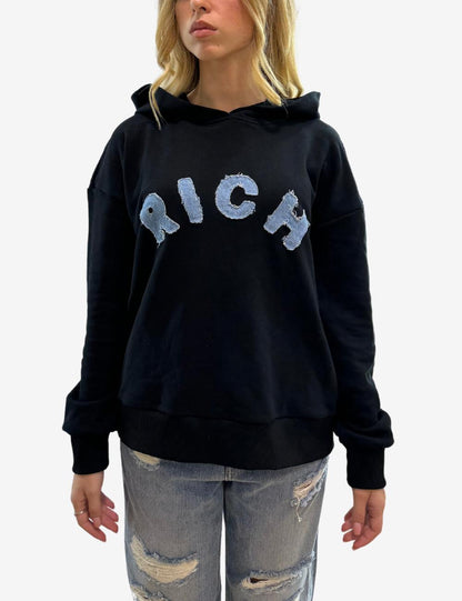 Felpa John Richmond con cappuccio e logo in denim donna