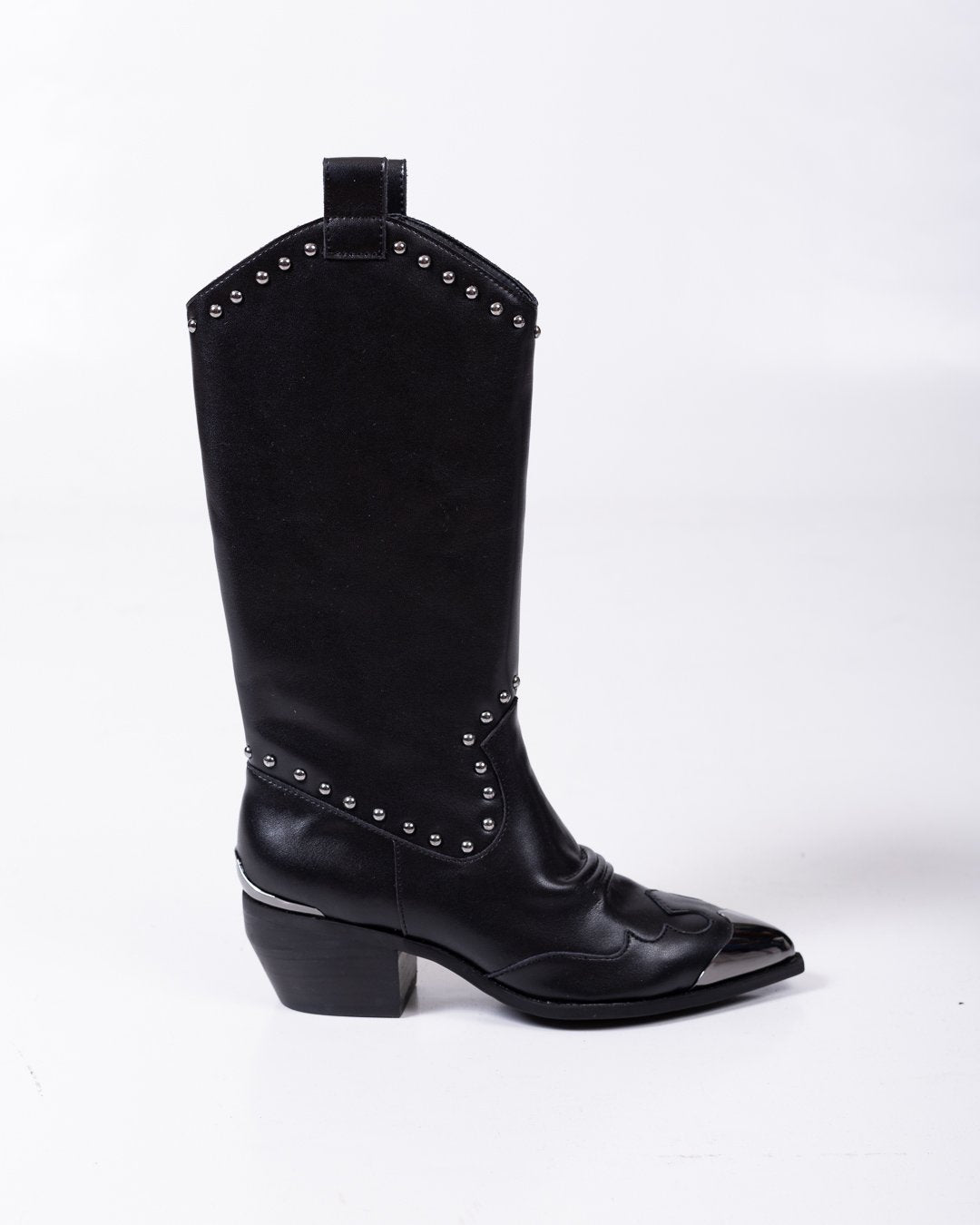 Stivali Just Cavalli in pelle con punta metallica, tacco e borchie