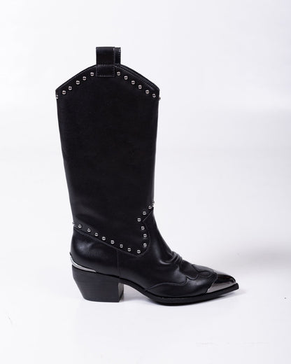 Stivali Just Cavalli in pelle con punta metallica, tacco e borchie
