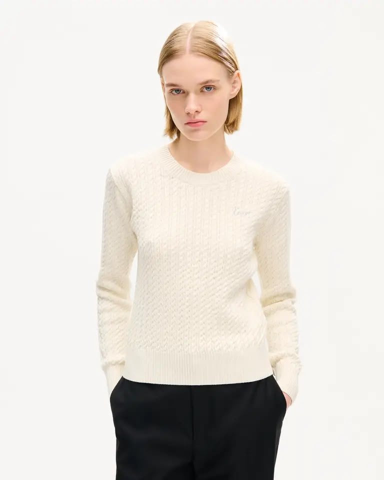 Maglia Kenzo Paris cable knit con logo ricamato