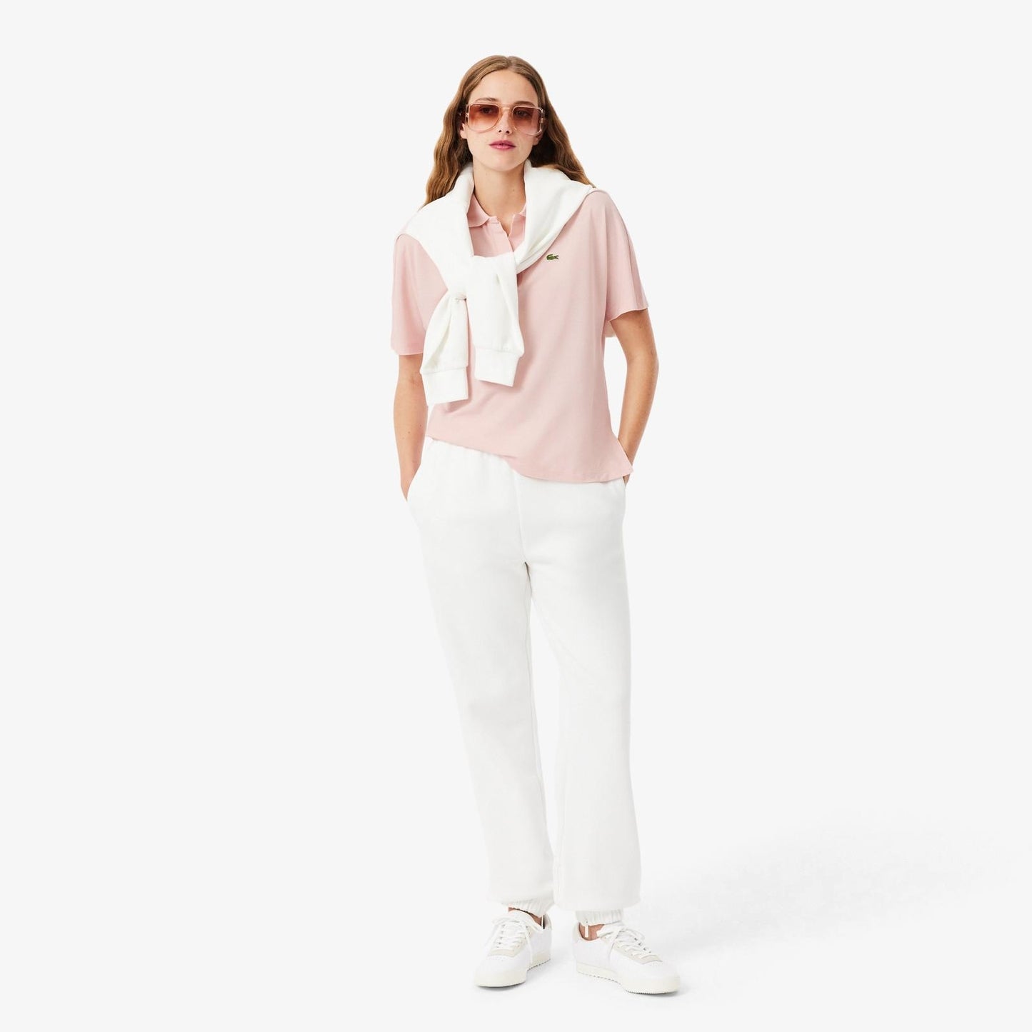 Polo Lacoste in fluido pique donna