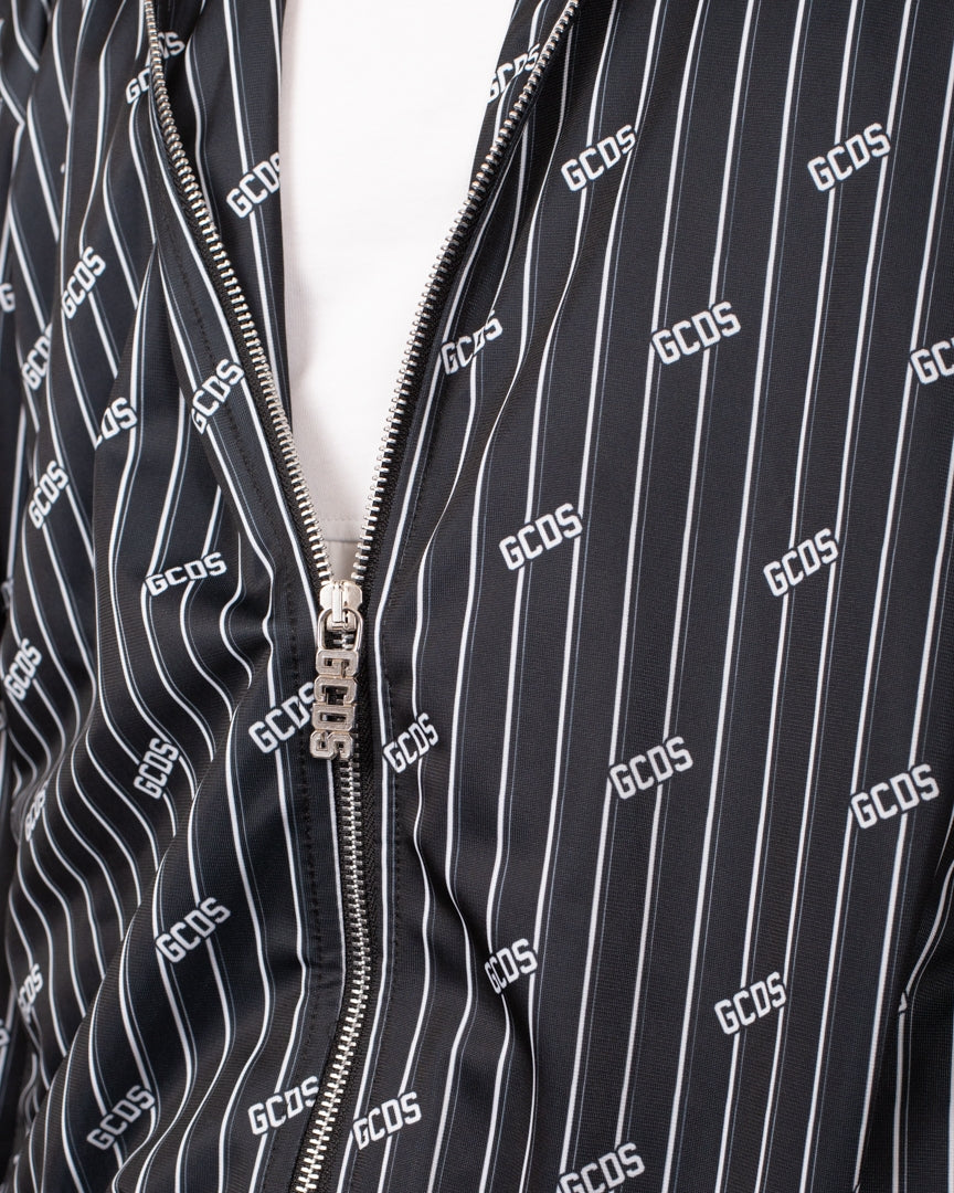 Felpa GCDS "Pinstripe Logo" fullzip in nylon