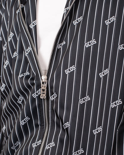 Felpa GCDS "Pinstripe Logo" fullzip in nylon