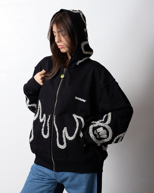 Felpa Barrow fullzip con cappuccio con perline e strass