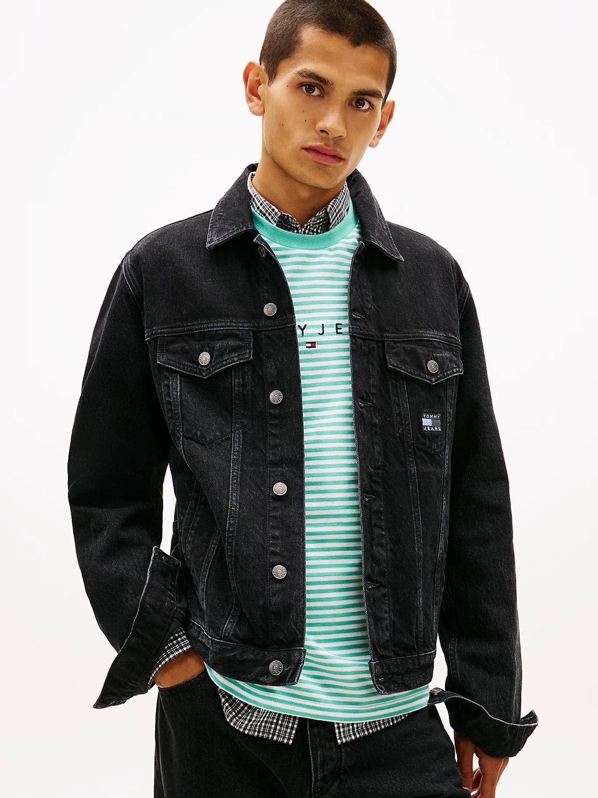 Giubbotto Tommy Jeans "Traker Flag" in jeans uomo