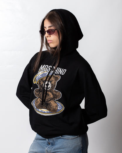 Maglia Moschino in lana con cappuccio e logo Teddy Bear