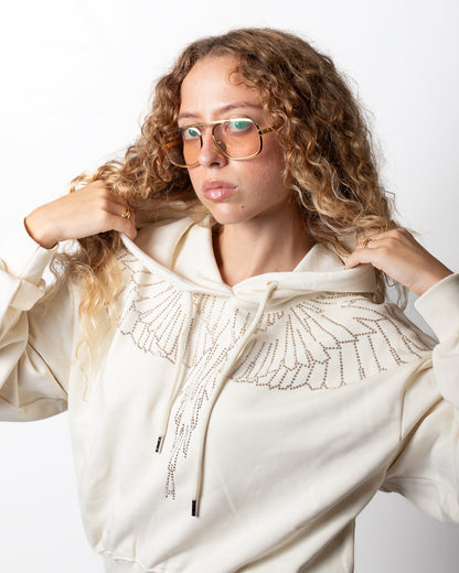 Felpa Marcelo Burlon con cappuccio e strass donna