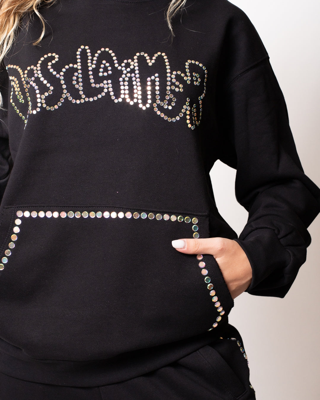 Felpa Disclaimer con cappuccio e strass multicolor donna