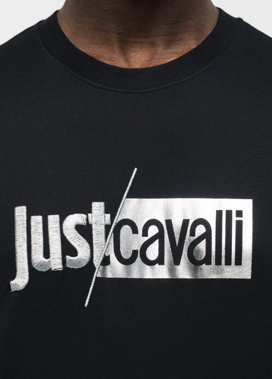 T-Shirt Just Cavalli girocollo con logo lucido e ricamo  uomo
