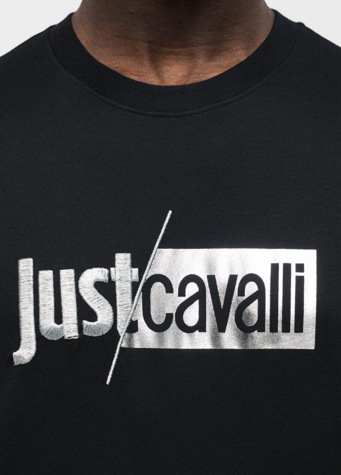 T-Shirt Just Cavalli girocollo con logo lucido e ricamo  uomo