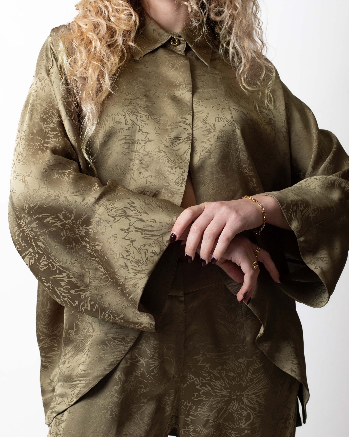 Camicia Nenette in viscosa con stampa jacquard donna