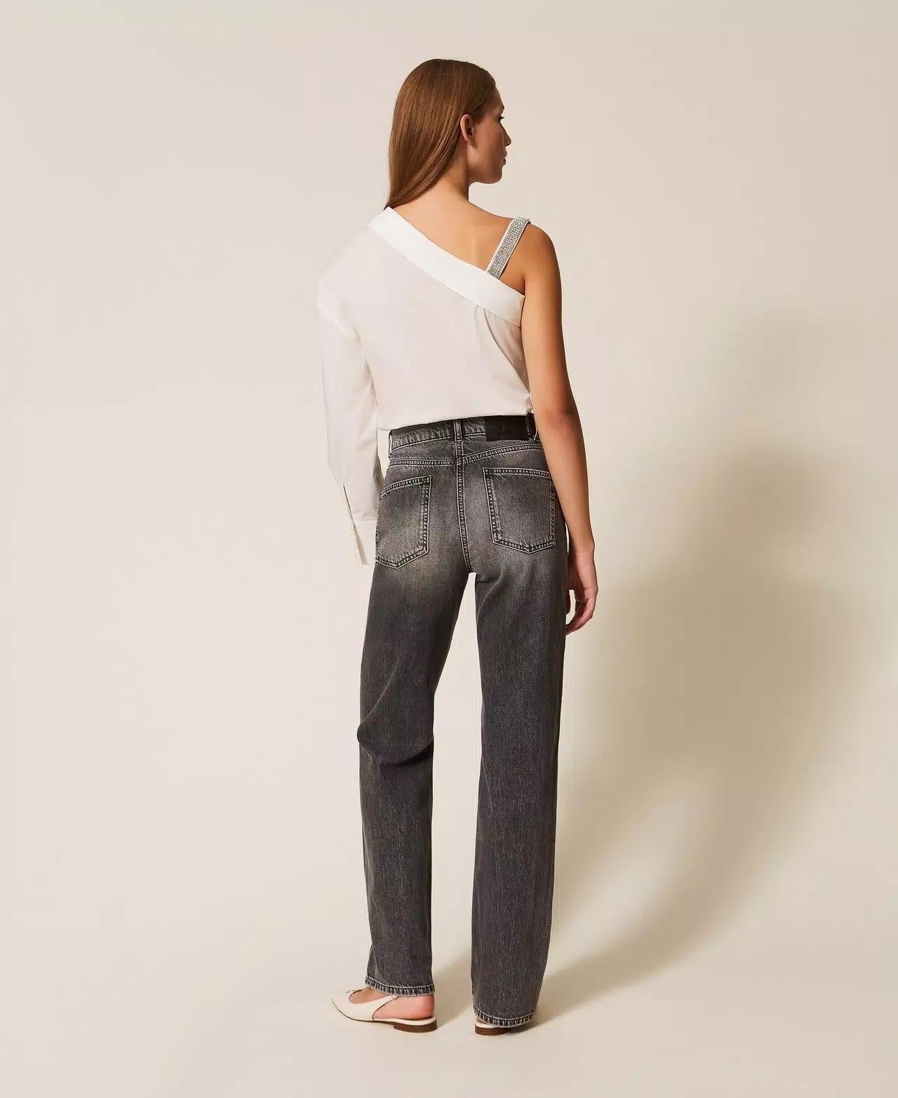 Jeans Twinset Actitude straight con strass donna