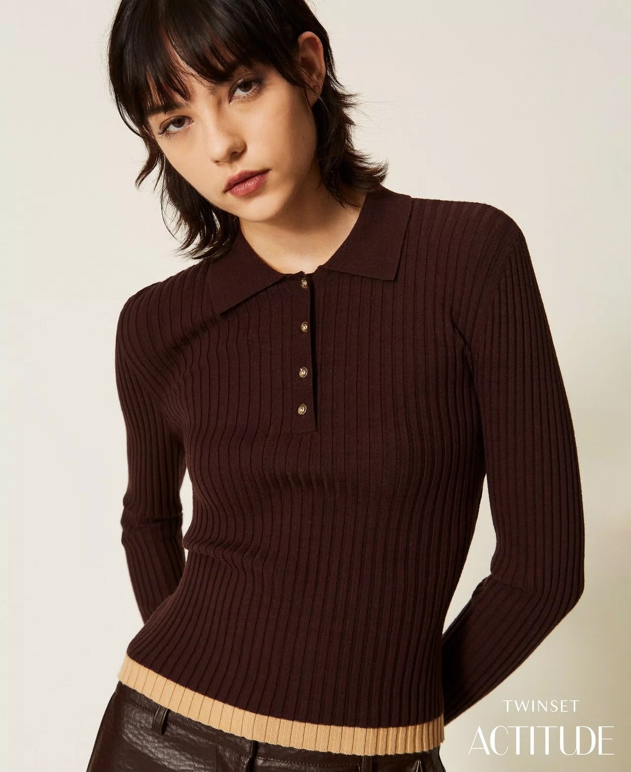 Maglia Twinset Actitude polo a costine donna