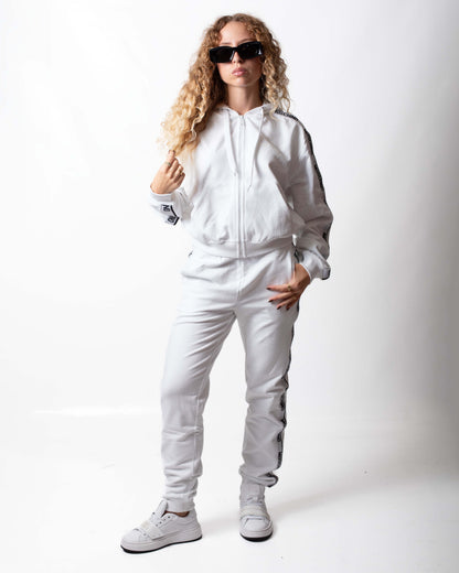 Felpa Moschino Underwear fullzip con cappuccio e fasce logate donna