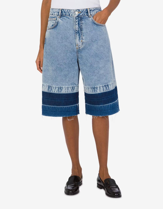 Bermuda Moschino Jeans in denim con fondo a contrasto donna