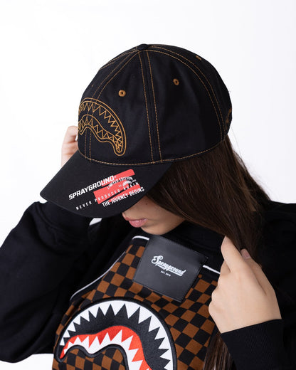 Cappello Sprayground con visiera, logo ricamato a contrasto e logo stampato