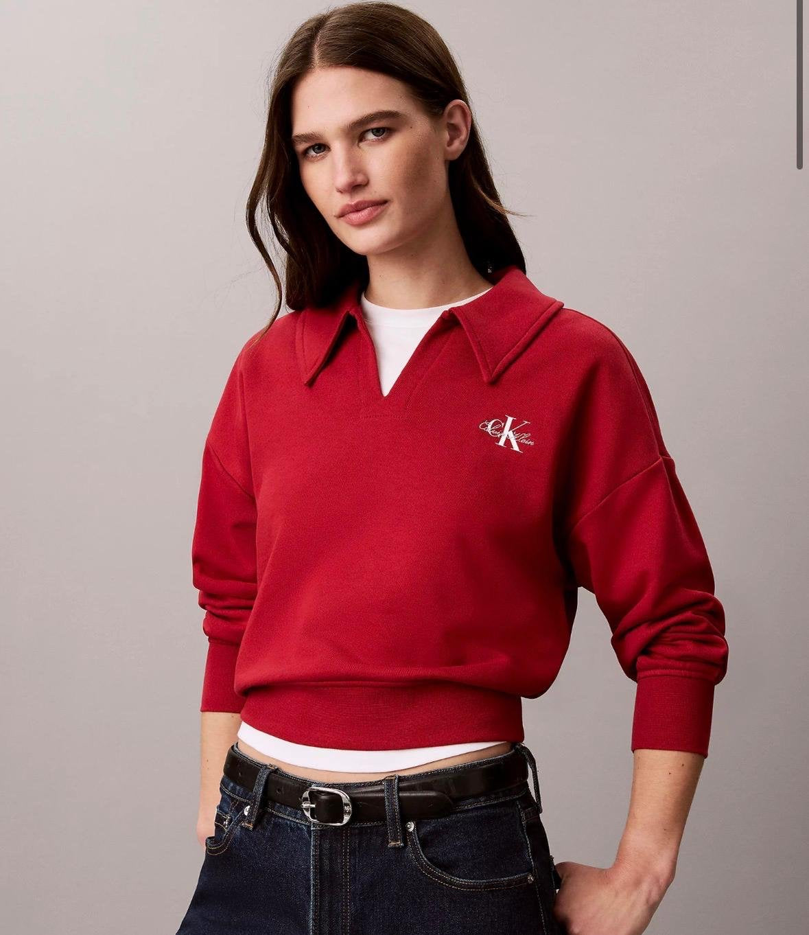 Felpa polo Calvin Klein Jeans con logo stampato e ricamato