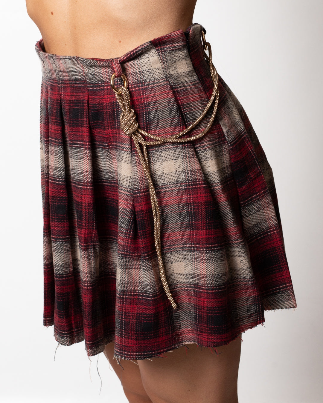 Gonna Disclaimer in flanella con corda glitterata donna