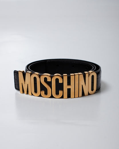 Cinta Moschino coccodrillo in pelle lucida