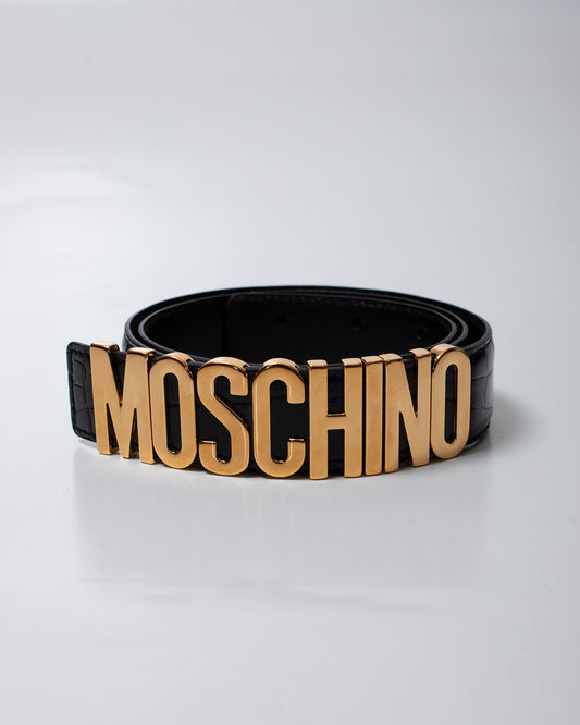 Cinta Moschino coccodrillo in pelle lucida