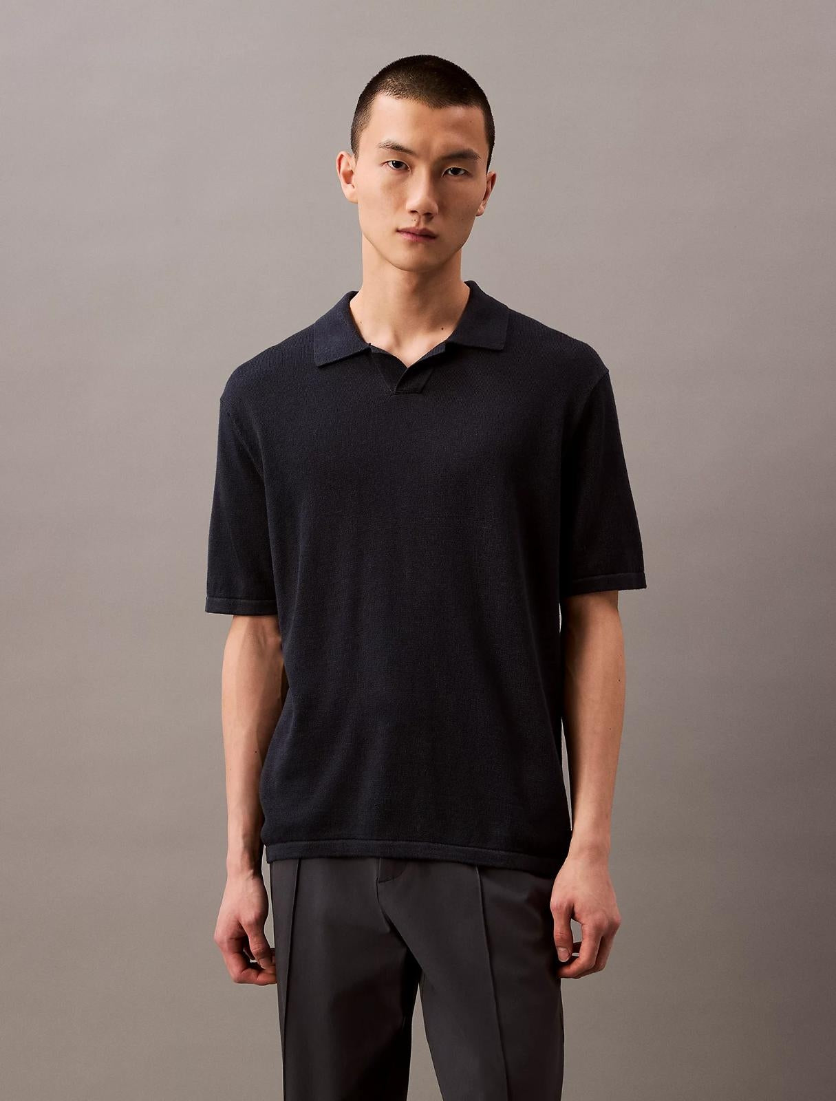 Polo Calvin Klein in misto lino e seta uomo